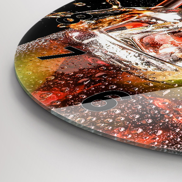 Kulaté skleněné hodiny s fotkou Nápoj na skalách