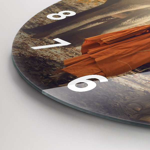 hodiny na skle Mnich vedoucí slony