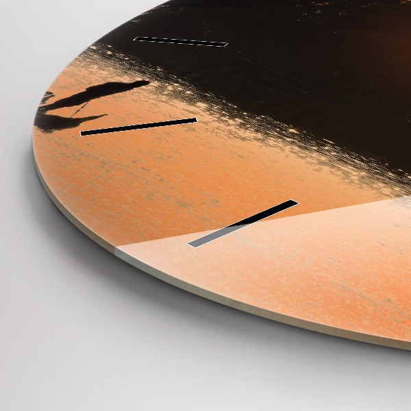 hodiny na skle Západ slunce a palmy