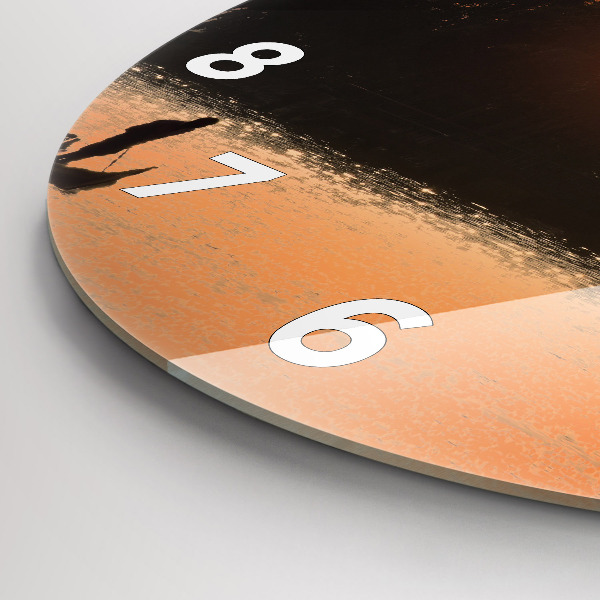 hodiny na skle Západ slunce a palmy