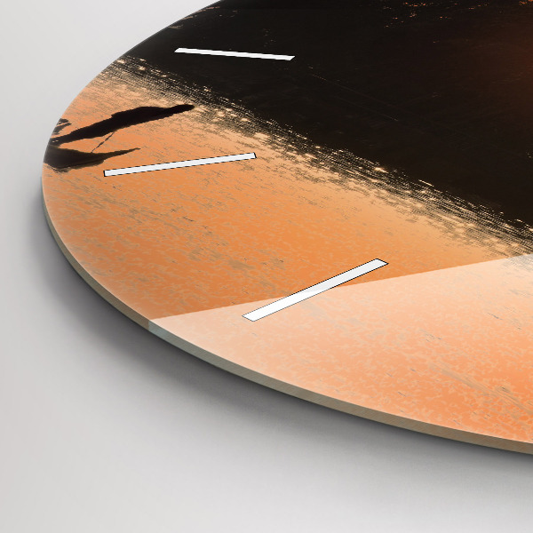 hodiny na skle Západ slunce a palmy