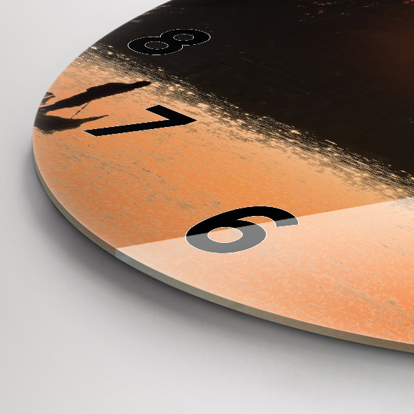 hodiny na skle Západ slunce a palmy