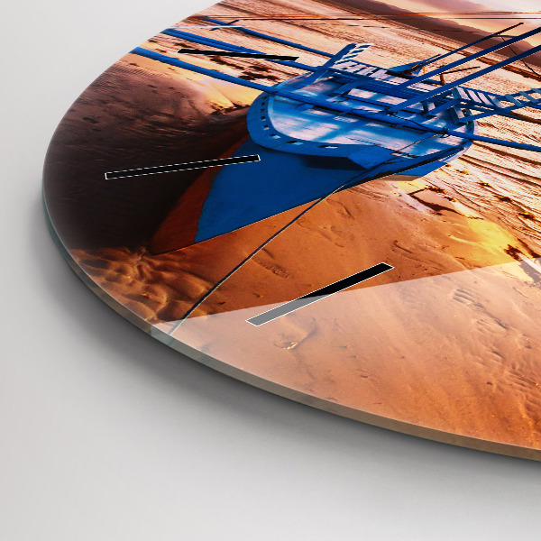 hodiny na skle Loď a západ slunce