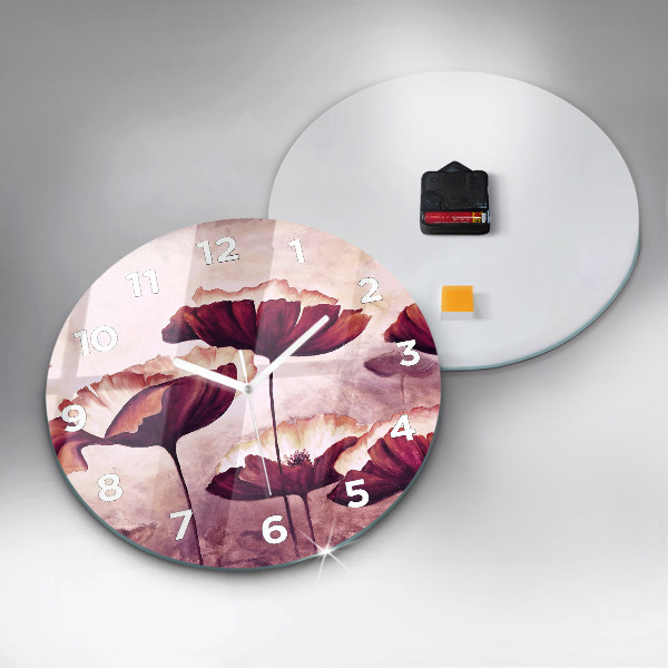 hodiny na skle Kvetoucí máky