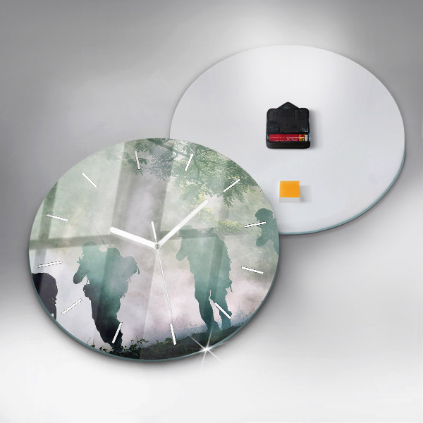 hodiny na skle Vojáci v lese