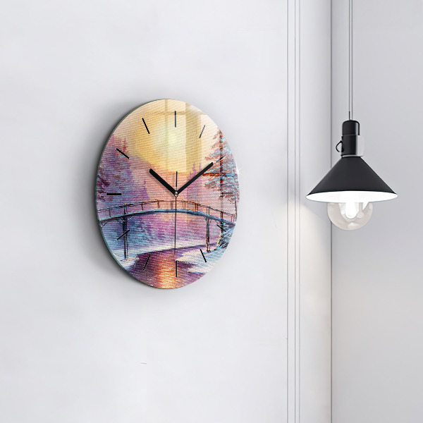 hodiny na skle Vánoční stromek a most