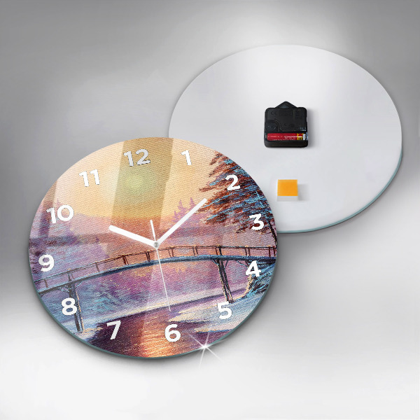 hodiny na skle Vánoční stromek a most