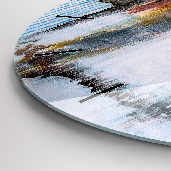 Kulaté skleněné hodiny s fotkou Abstrakce