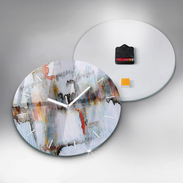 Kulaté skleněné hodiny s fotkou Abstrakce