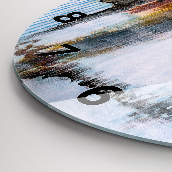 Kulaté skleněné hodiny s fotkou Abstrakce