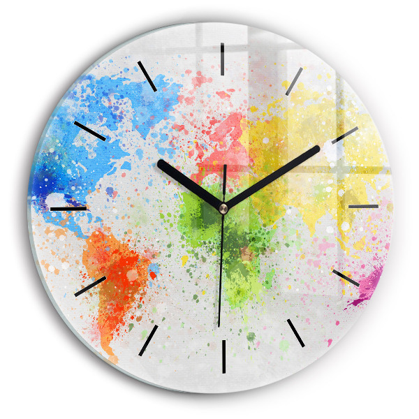 Kulaté skleněné hodiny s fotkou Mapa světa na papíře