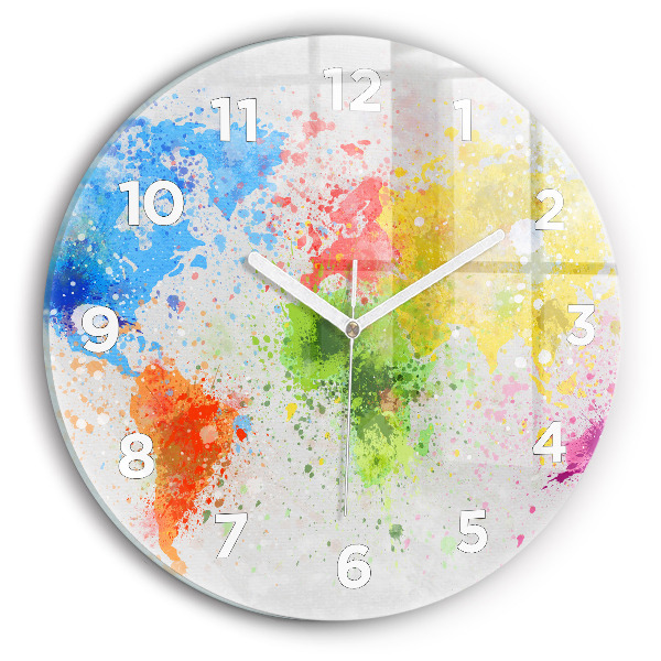 Kulaté skleněné hodiny s fotkou Mapa světa na papíře