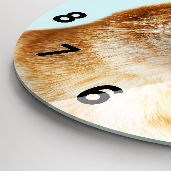 Kulaté skleněné hodiny s fotkou Legrační kočka s brýlemi