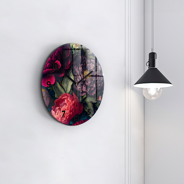 hodiny na skle Vintage kytice květin