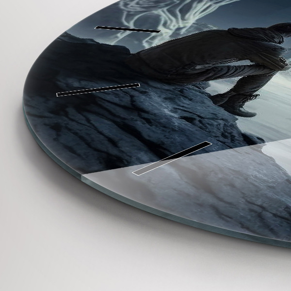 hodiny na skle Muž na měsíčním pozadí