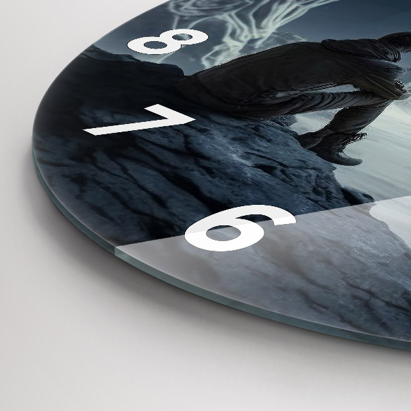 hodiny na skle Muž na měsíčním pozadí