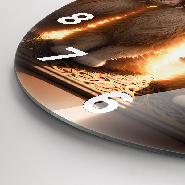 hodiny na skle Čtyři kočky na slunci