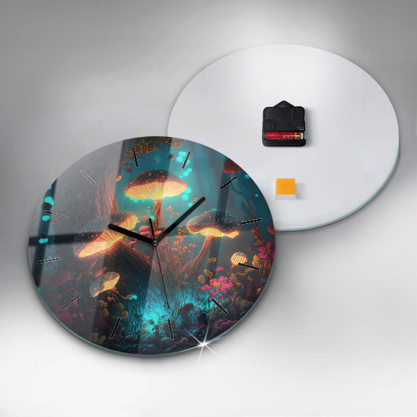 hodiny na skle Les a kouzelné houby