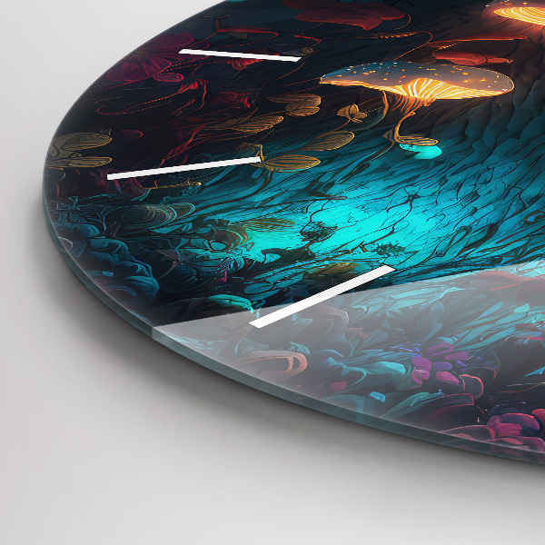 hodiny na skle Les a kouzelné houby