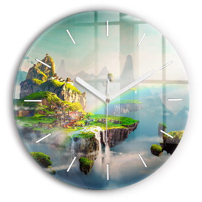 Kulaté skleněné hodiny s fotkou Čínská fantazie