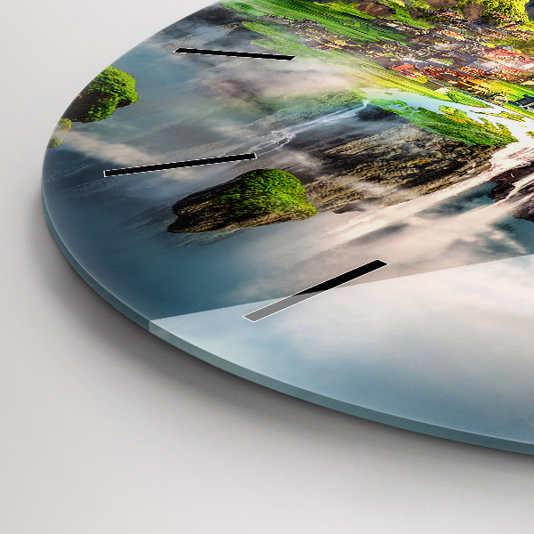 Kulaté skleněné hodiny s fotkou Čínská fantazie