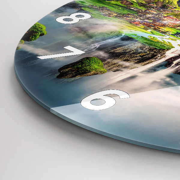 Kulaté skleněné hodiny s fotkou Čínská fantazie