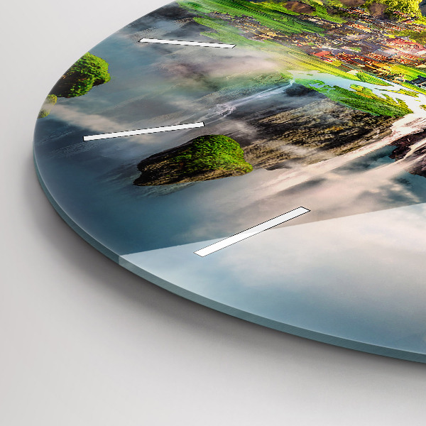 Kulaté skleněné hodiny s fotkou Čínská fantazie