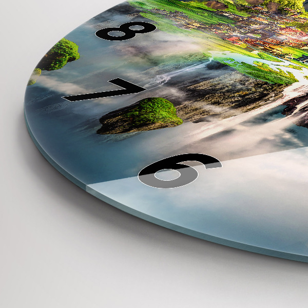 Kulaté skleněné hodiny s fotkou Čínská fantazie