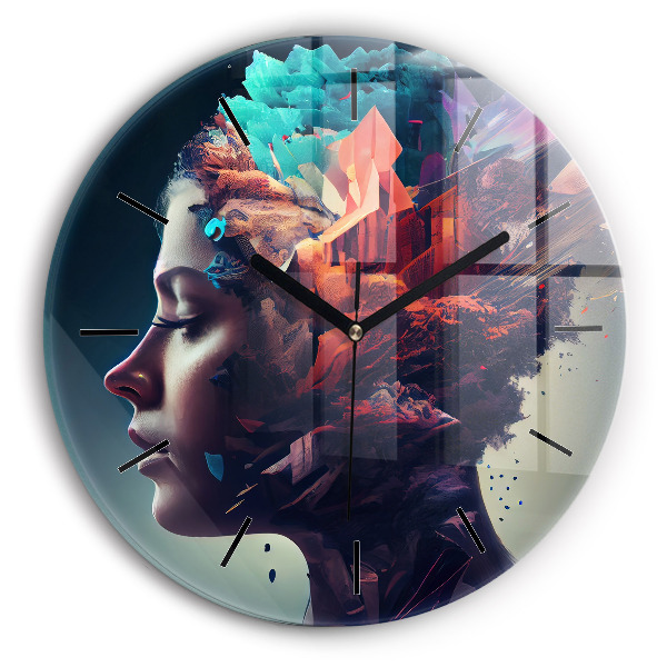 hodiny na skle Abstraktní žena