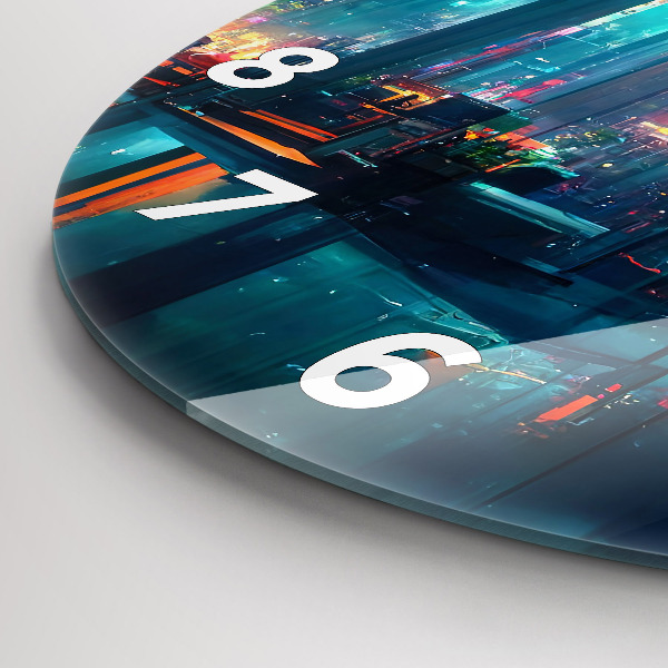 hodiny na skle Město v kyberpunkovém stylu