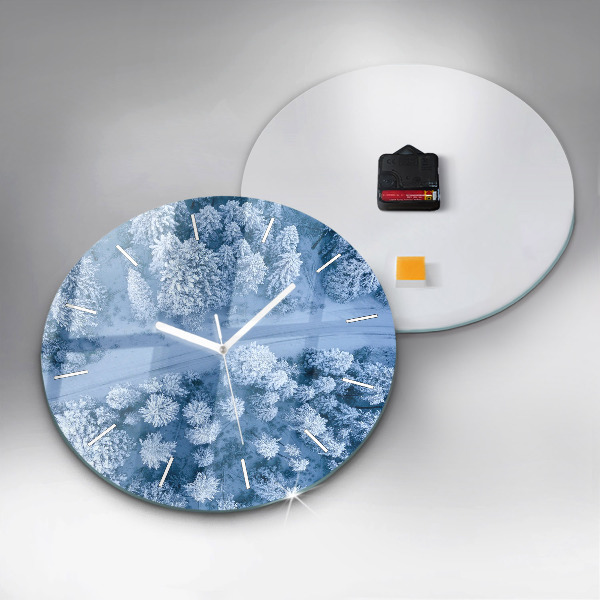 hodiny na skle Les v zimě