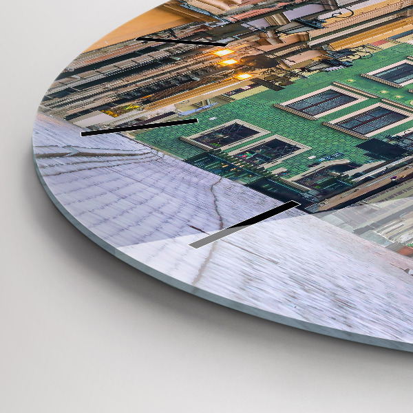 Kulaté skleněné hodiny s fotkou Staré město ve Varšavě