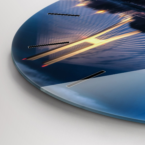 Kulaté skleněné hodiny s fotkou Most Rędziński Wroclaw