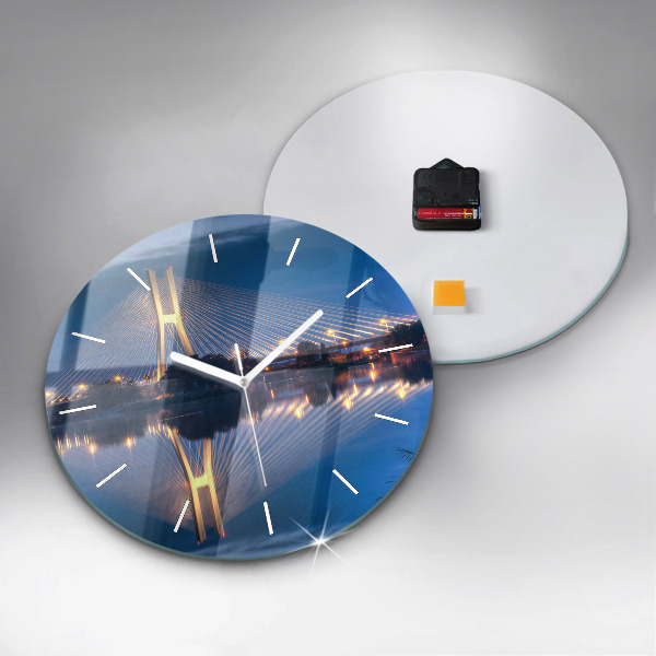 Kulaté skleněné hodiny s fotkou Most Rędziński Wroclaw