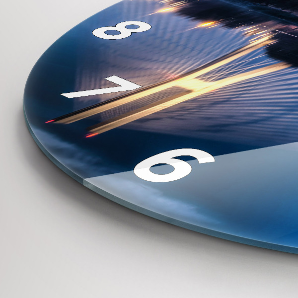 Kulaté skleněné hodiny s fotkou Most Rędziński Wroclaw