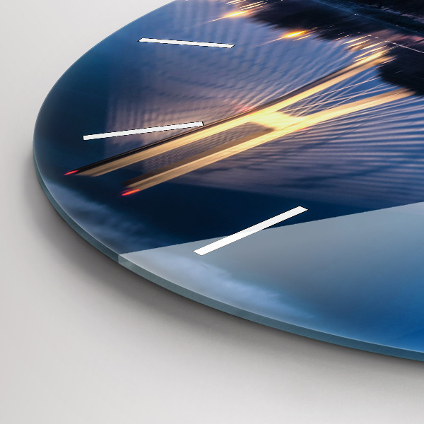 Kulaté skleněné hodiny s fotkou Most Rędziński Wroclaw