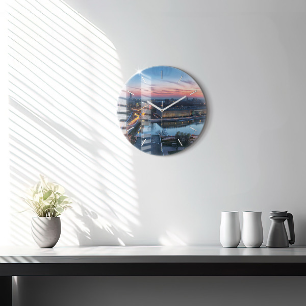 Kulaté skleněné hodiny s fotkou Vratislav z dronu