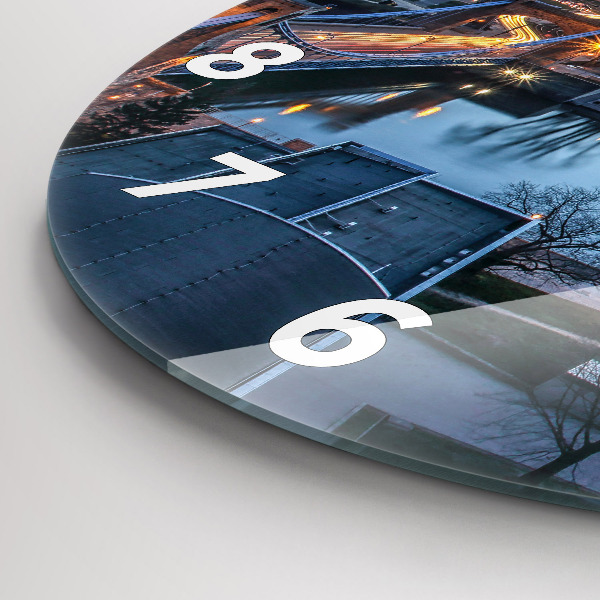 Kulaté skleněné hodiny s fotkou Vratislav z dronu