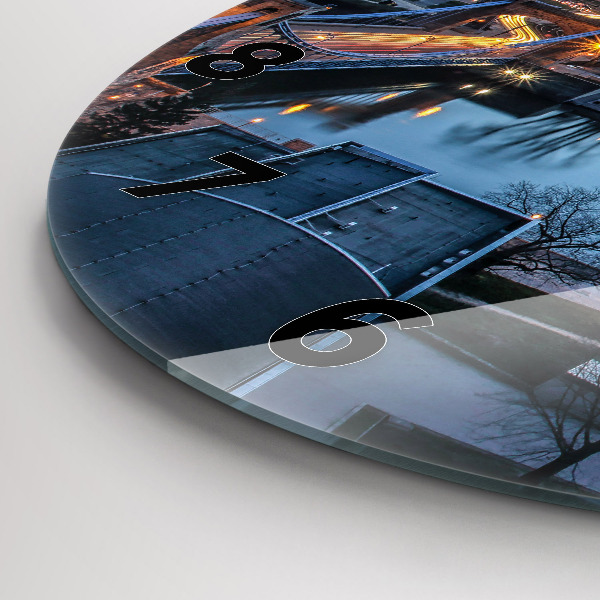 Kulaté skleněné hodiny s fotkou Vratislav z dronu