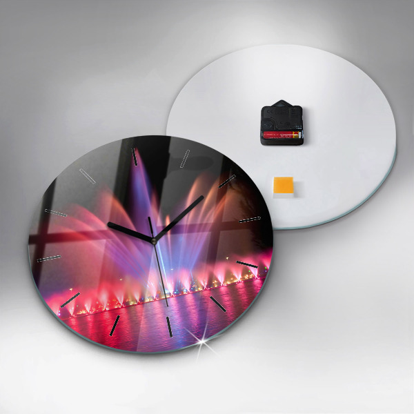 Kulaté skleněné hodiny s fotkou Vratislavská fontána v noci