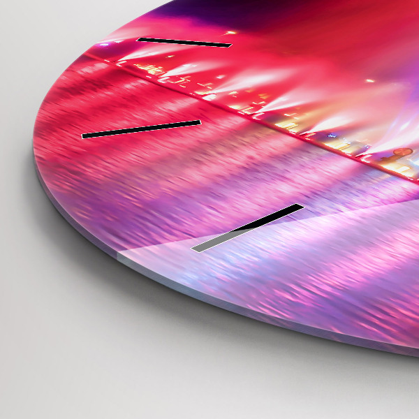 Kulaté skleněné hodiny s fotkou Vratislavská fontána v noci