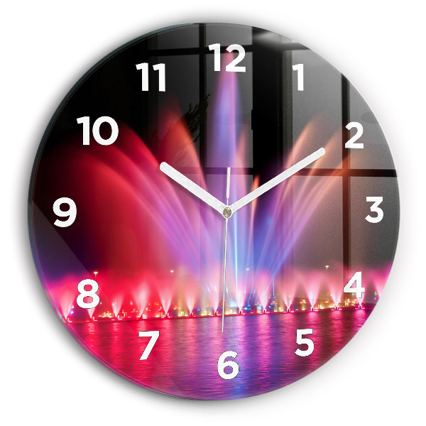 Kulaté skleněné hodiny s fotkou Vratislavská fontána v noci