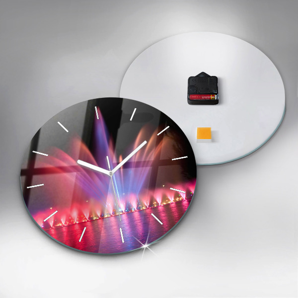 Kulaté skleněné hodiny s fotkou Vratislavská fontána v noci