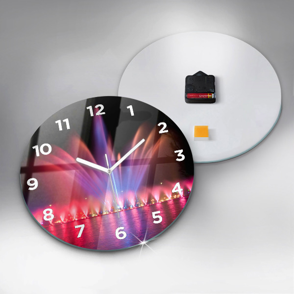 Kulaté skleněné hodiny s fotkou Vratislavská fontána v noci