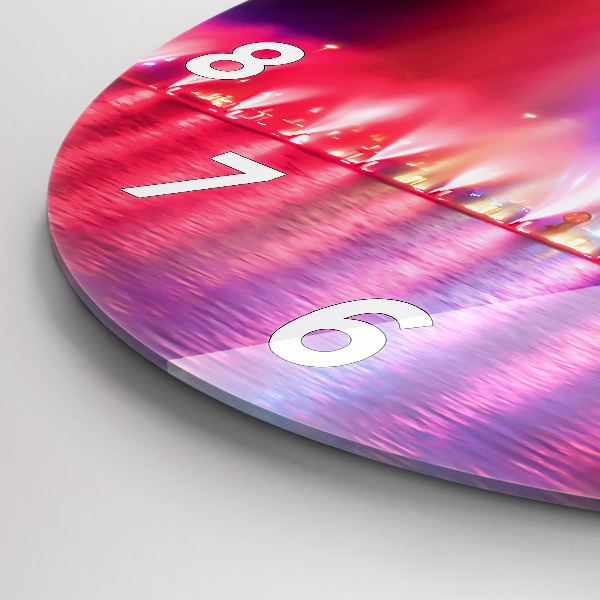 Kulaté skleněné hodiny s fotkou Vratislavská fontána v noci