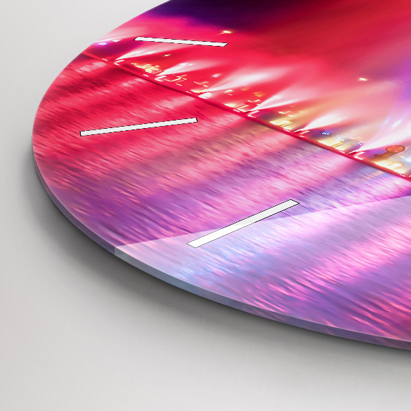 Kulaté skleněné hodiny s fotkou Vratislavská fontána v noci