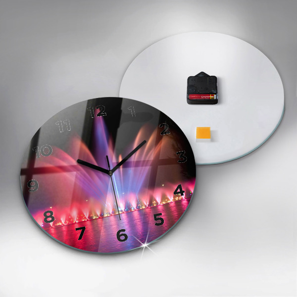 Kulaté skleněné hodiny s fotkou Vratislavská fontána v noci