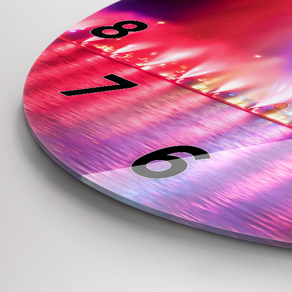 Kulaté skleněné hodiny s fotkou Vratislavská fontána v noci