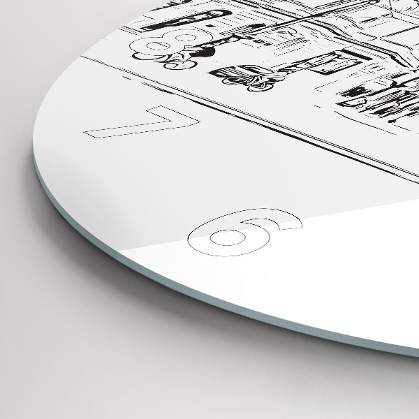 Kulaté skleněné hodiny s fotkou Ilustrace města Poznaně