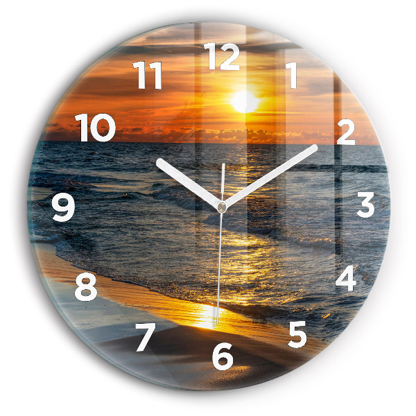 Kulaté skleněné hodiny s fotkou Władysławowo Baltské moře